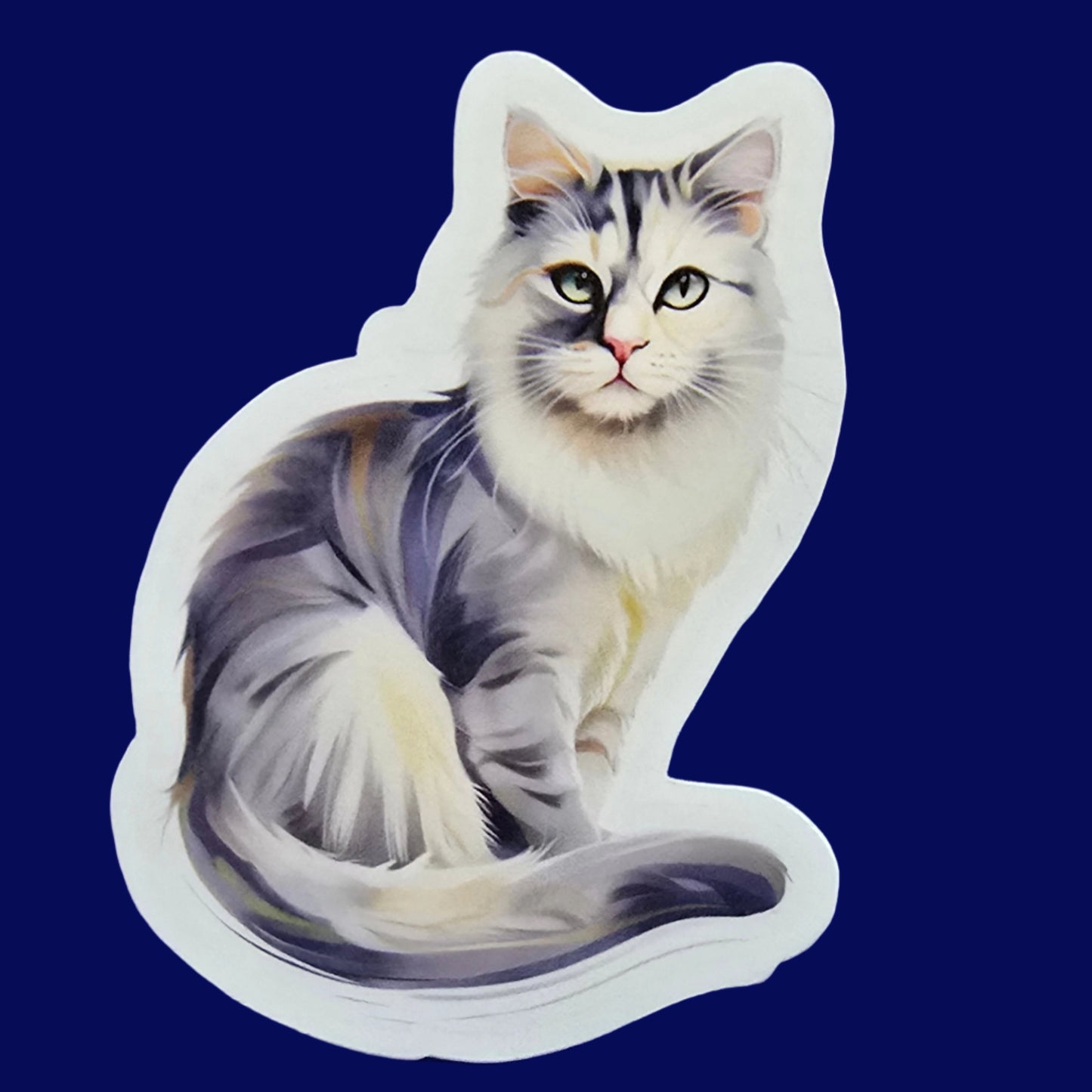 Diluted Calico Cat Sticker, Watercolor Cat Decal, Vinyl Water-resistant Sticker, Pet Lover Gift, Cute Cat Laptop or Water Bottle Sticker