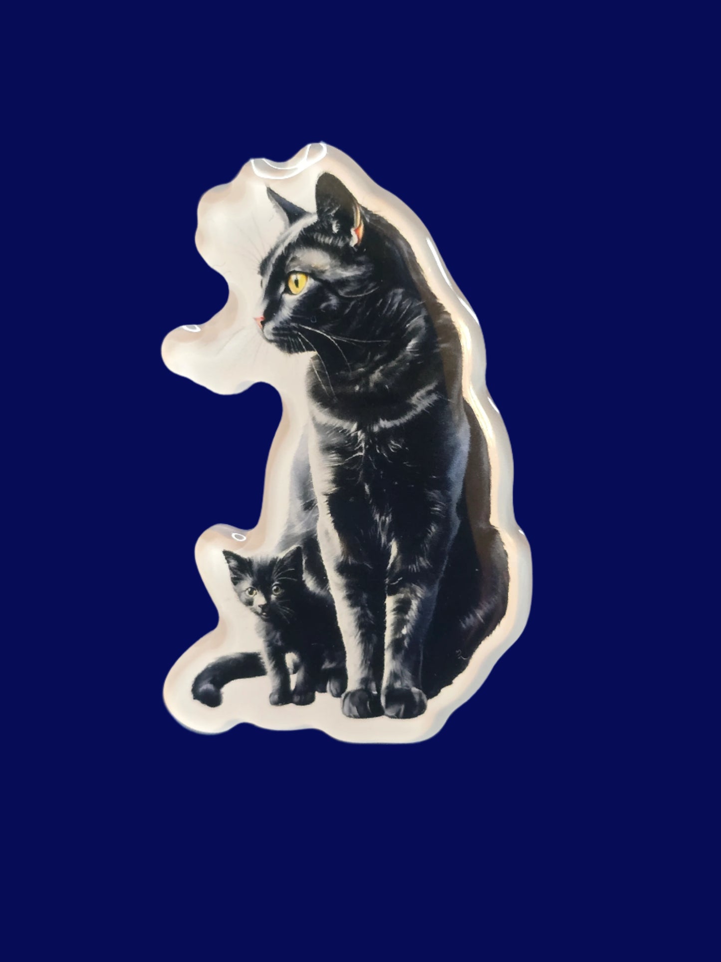 Black Cat Fridge Magnet, Mom and Kitten Magnet, Handmade Cat Lover Gift, Cute Magnetic Decor for Kitchen, Office, or Locker