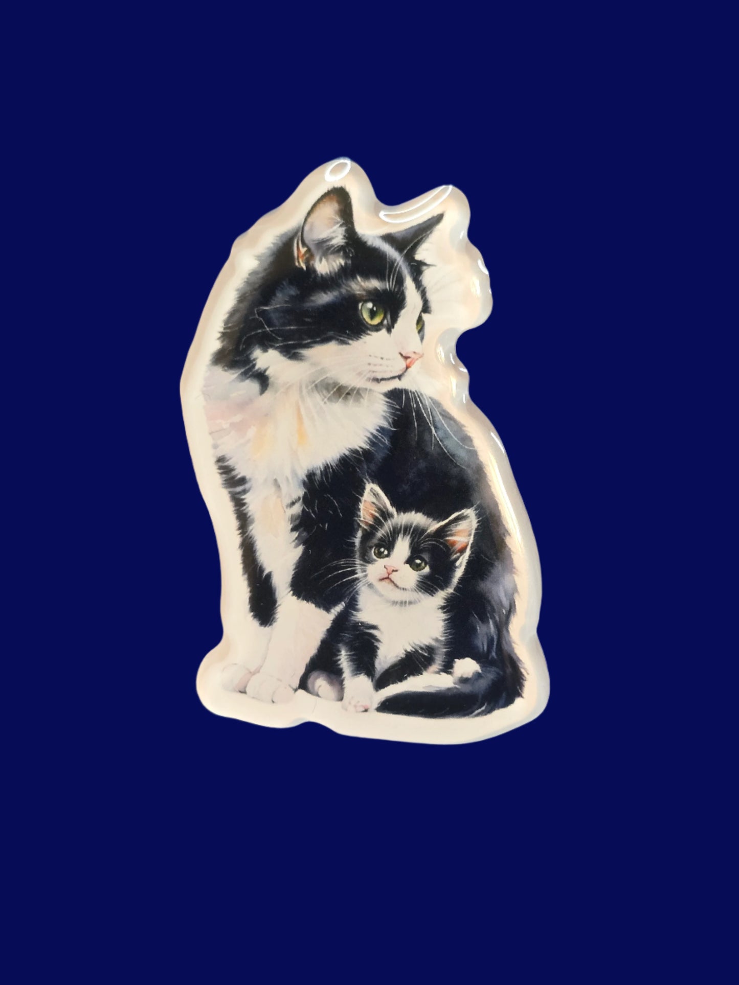 Black and White Cat Fridge Magnet, Mom and Kitten Magnet, Handmade Cat Lover Gift, Cute Animal Kitchen Decor, Pet Parent Keepsake