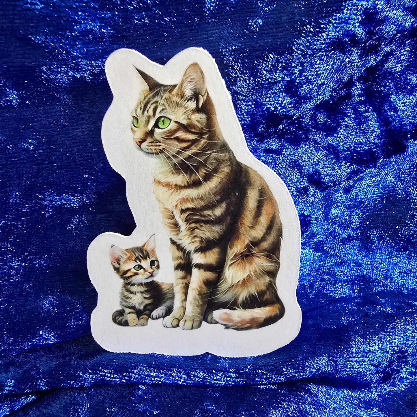 Realistic Mom and Kitten Waterproof Vinyl Sticker, Decal, Cute Cat Lover Gift