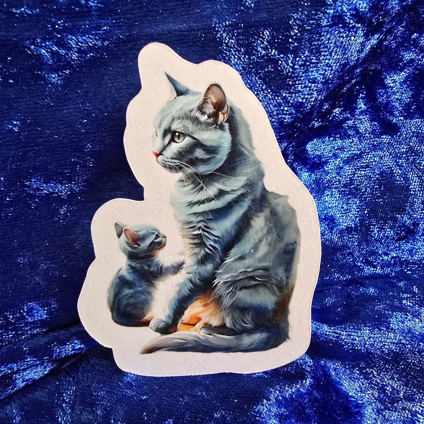 Realistic Mom and Kitten Waterproof Vinyl Sticker, Decal, Cute Cat Lover Gift