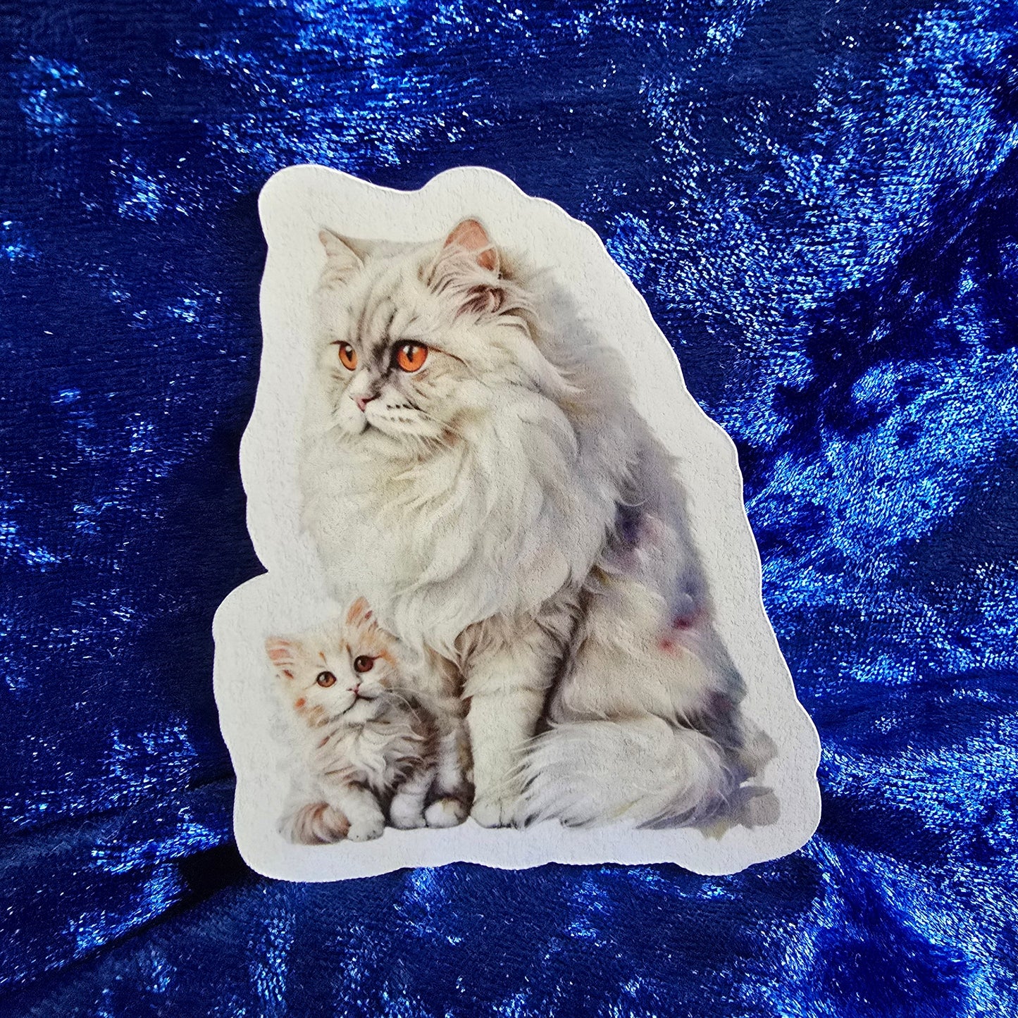 Realistic Mom and Kitten Waterproof Vinyl Sticker, Decal, Cute Cat Lover Gift