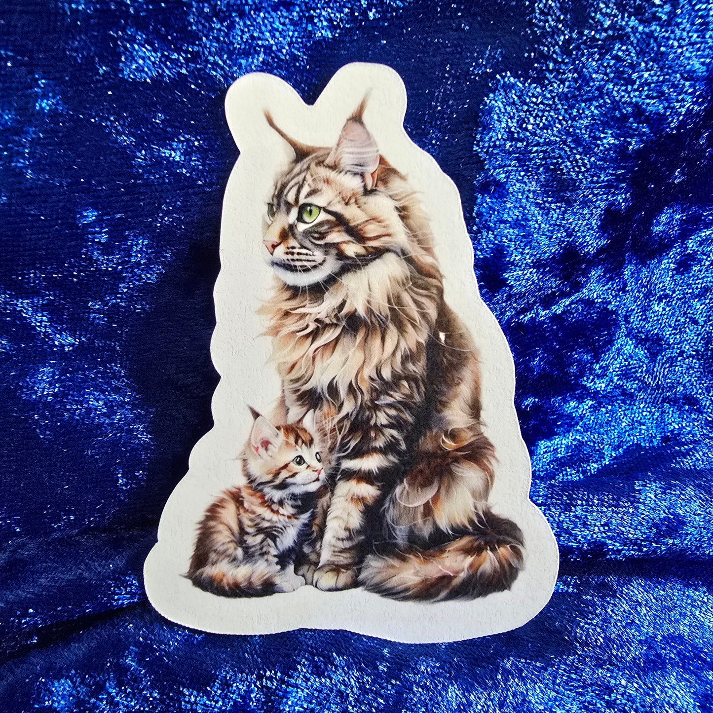Realistic Mom and Kitten Waterproof Vinyl Sticker, Decal, Cute Cat Lover Gift
