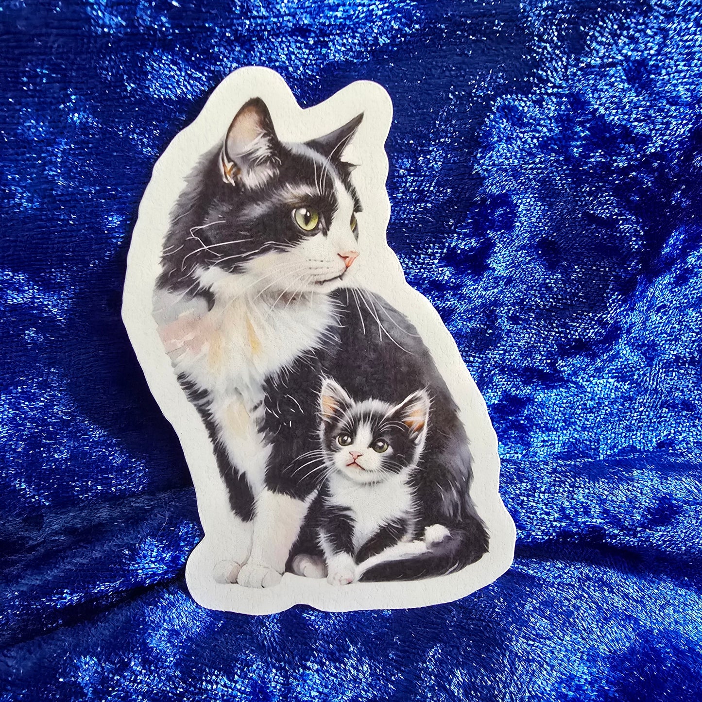 Realistic Mom and Kitten Waterproof Vinyl Sticker, Decal, Cute Cat Lover Gift