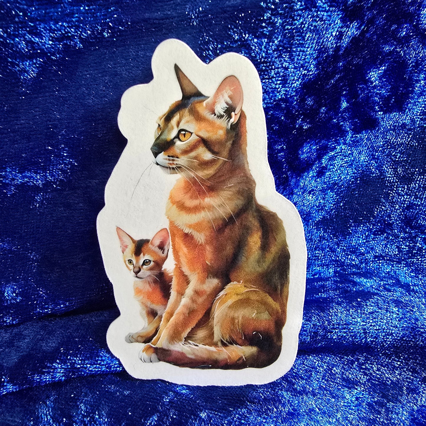 Realistic Mom and Kitten Waterproof Vinyl Sticker, Decal, Cute Cat Lover Gift