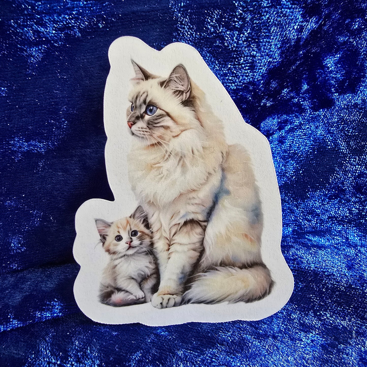 Realistic Mom and Kitten Waterproof Vinyl Sticker, Decal, Cute Cat Lover Gift