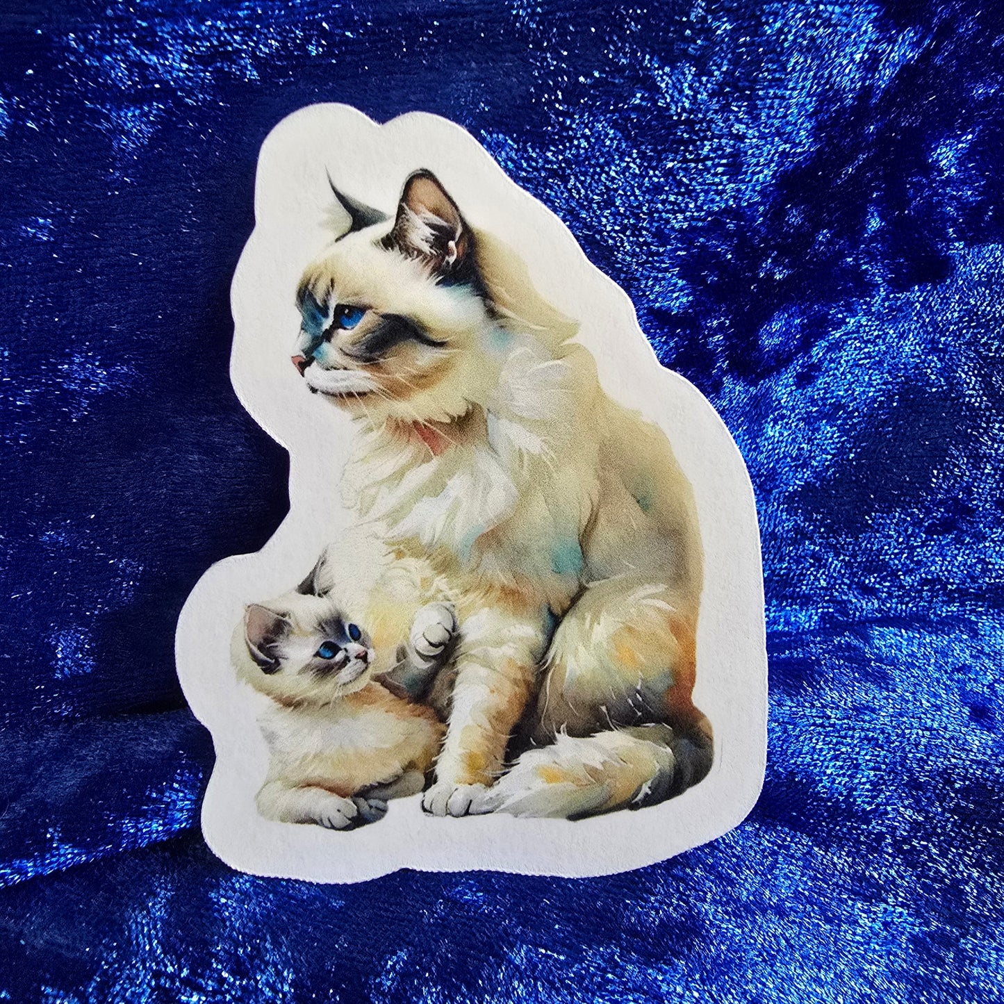 Realistic Mom and Kitten Waterproof Vinyl Sticker, Decal, Cute Cat Lover Gift