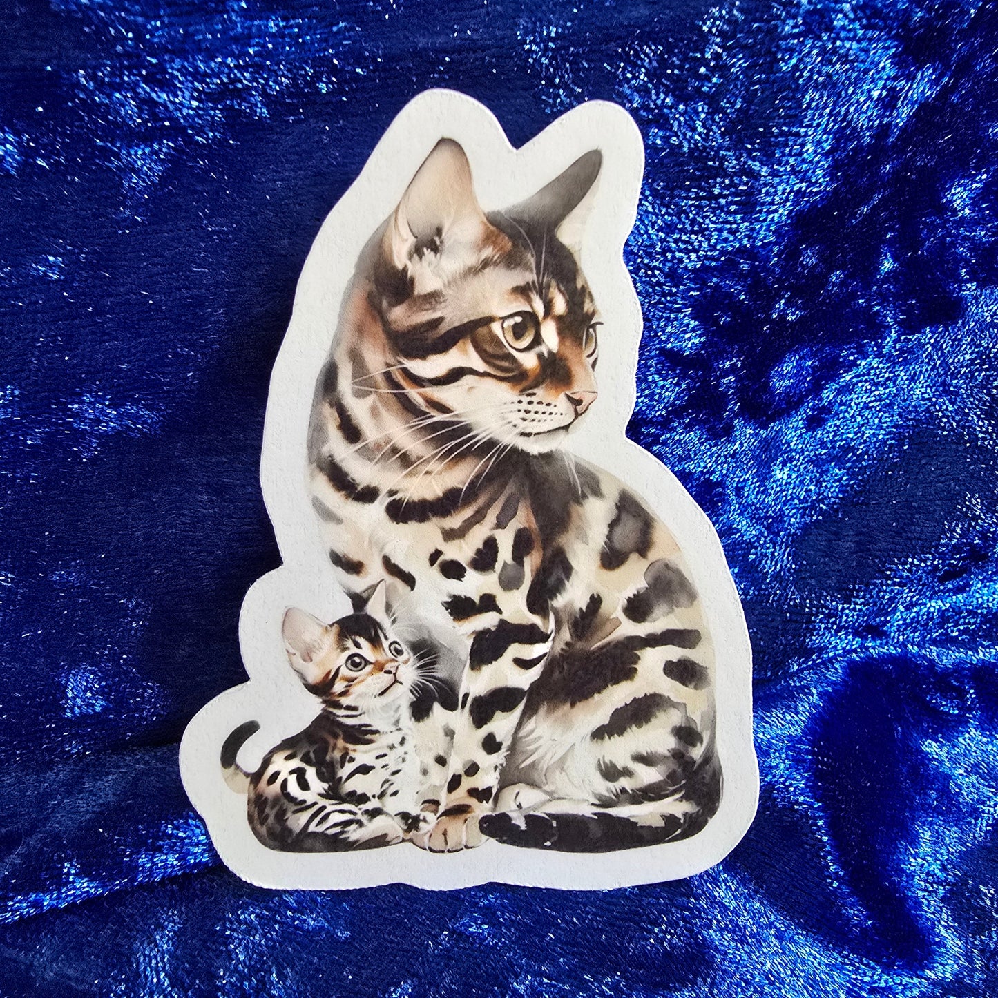 Realistic Mom and Kitten Waterproof Vinyl Sticker, Decal, Cute Cat Lover Gift