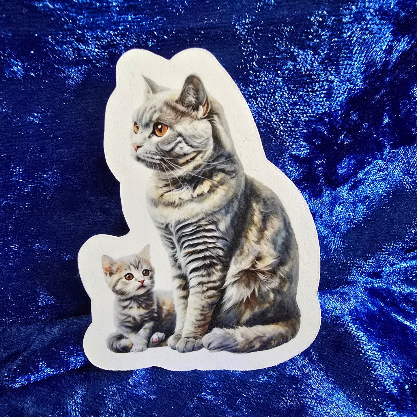 Realistic Mom and Kitten Waterproof Vinyl Sticker, Decal, Cute Cat Lover Gift