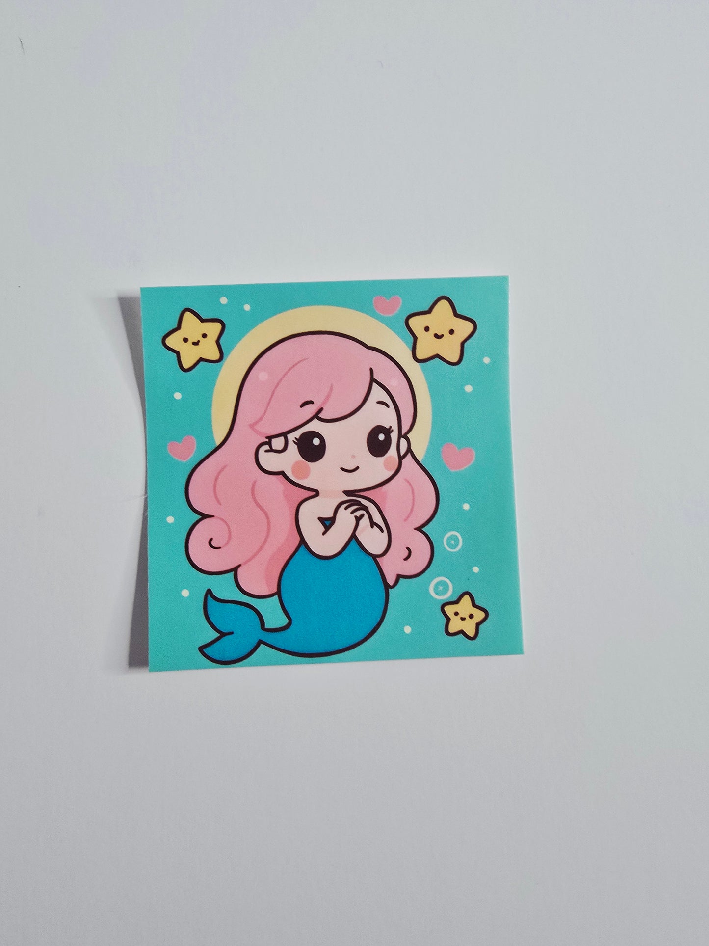 Kawaii Pink Mermaid Sticker – 3" Die-Cut Vinyl Sticker – Cute Cartoon Ocean Art for Water Bottles, Laptops, Journals, and Gifts