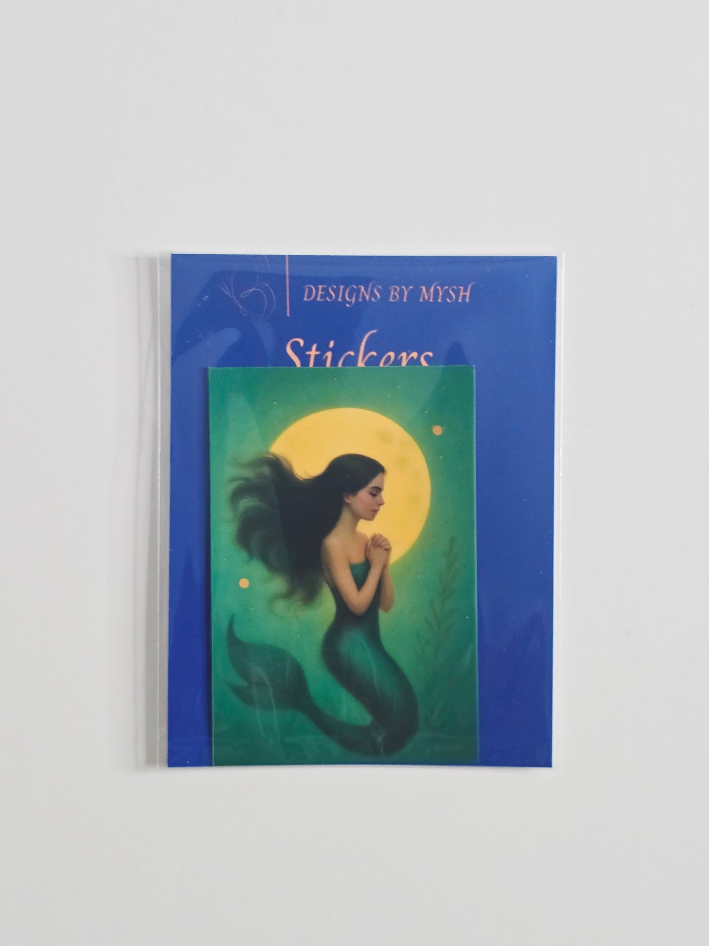 Enchanted Moonlight Mermaid Sticker – 3" Die-Cut Water-Resistant Vinyl Sticker – Magical Fantasy Art – Laminated Aesthetic Sticker for Journals & Gifts
