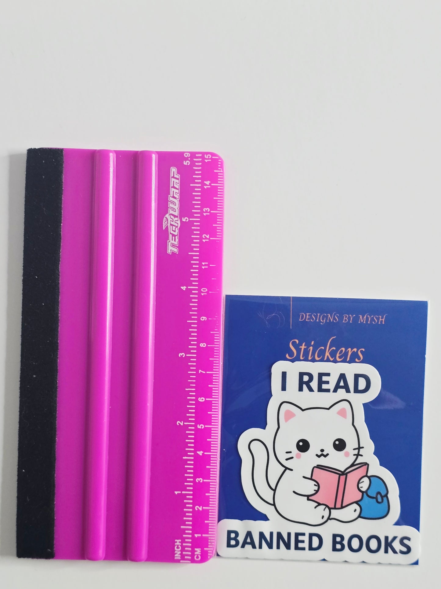 I Read Banned Books Sticker – Cute Cat Reading Vinyl Sticker – 3" Die-Cut, Water-resistant