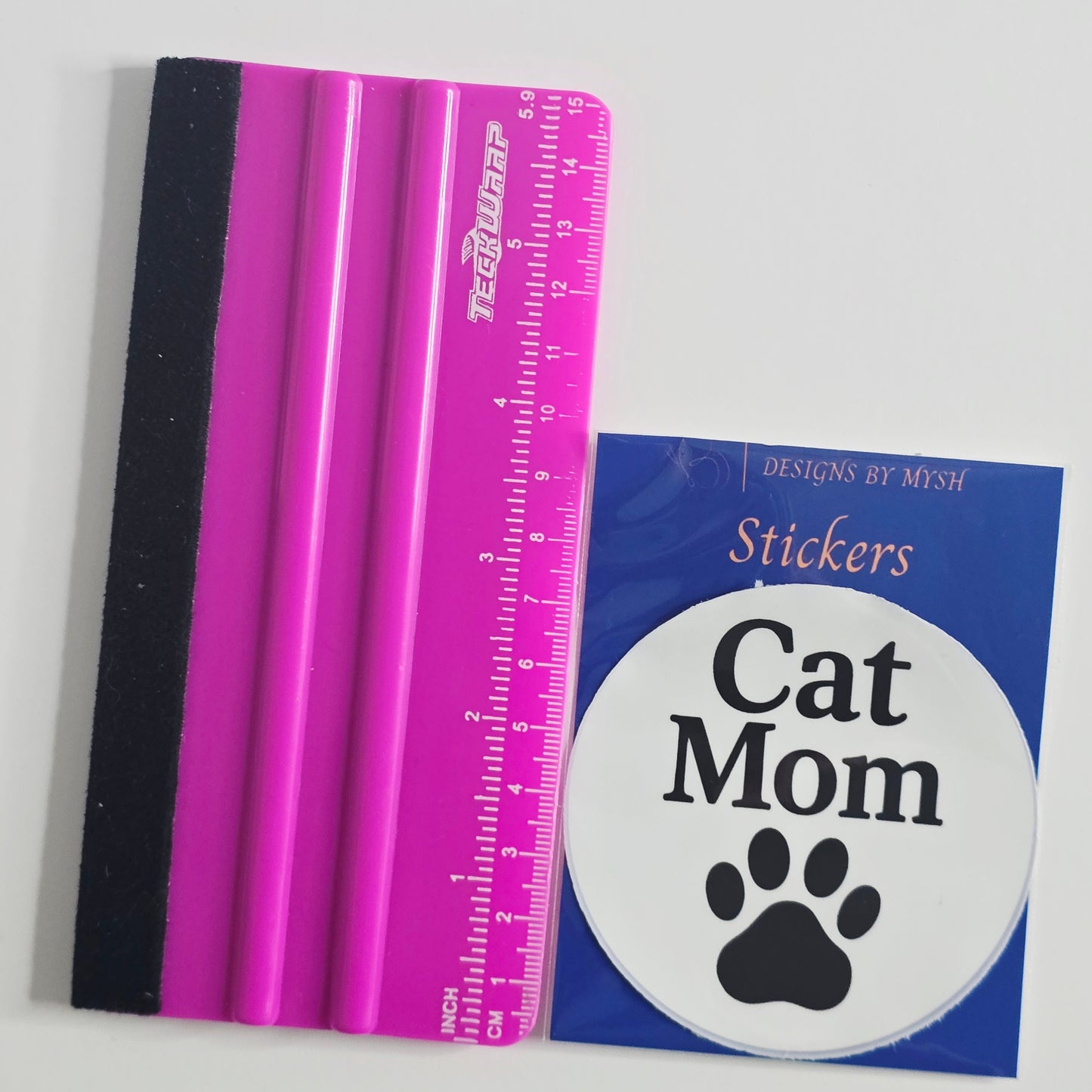Cat Mom Sticker – Black Paw Print Circle Vinyl Sticker (3")