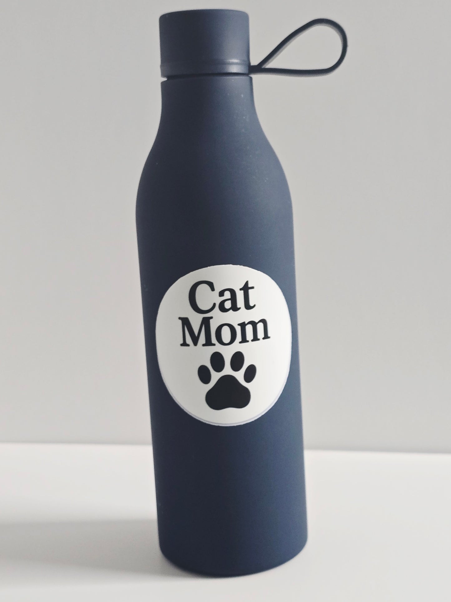 Cat Mom Sticker – Black Paw Print Circle Vinyl Sticker (3")