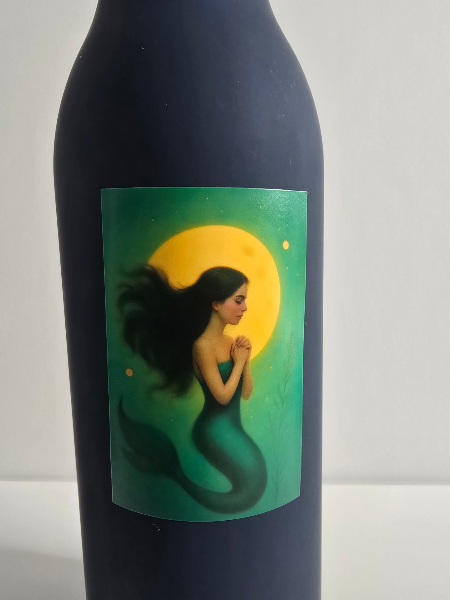 Enchanted Moonlight Mermaid Sticker – 3" Die-Cut Water-Resistant Vinyl Sticker – Magical Fantasy Art – Laminated Aesthetic Sticker for Journals & Gifts