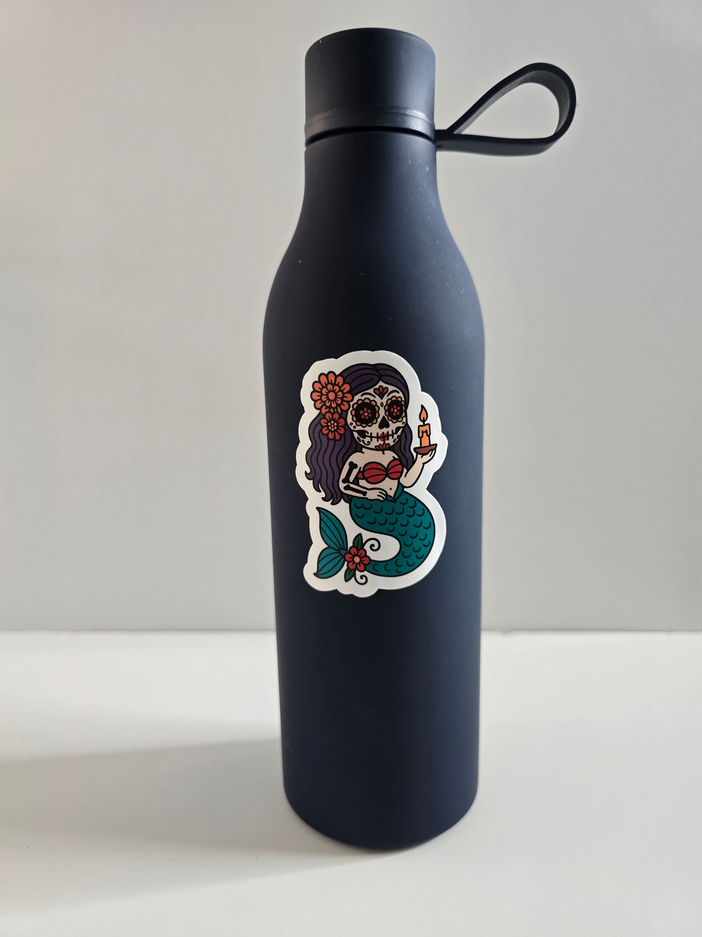 Sugar Skull Mermaid Sticker – Dia de los Muertos Vinyl Decal | 3-Inch Die Cut