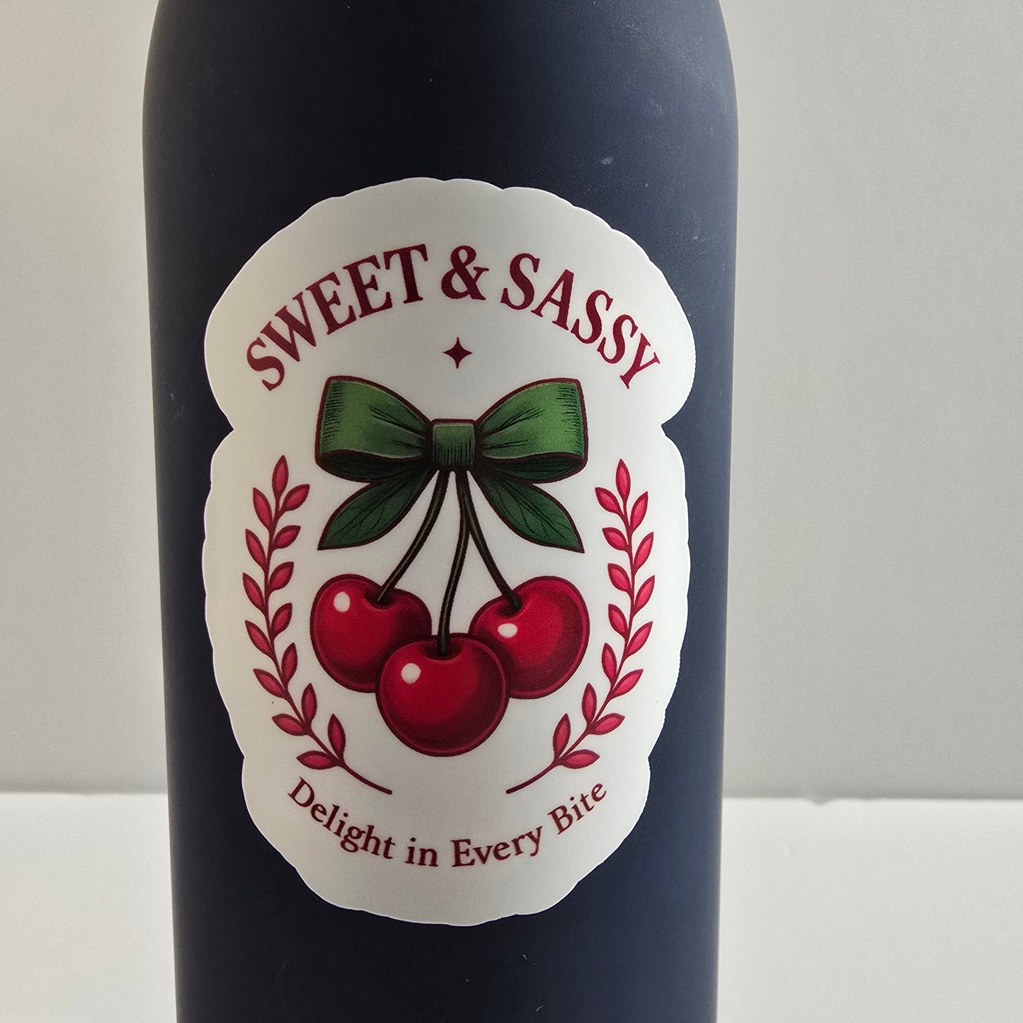 Sweet & Sassy Cherry Sticker – Retro-Inspired Fruit Vinyl Decal (3")
