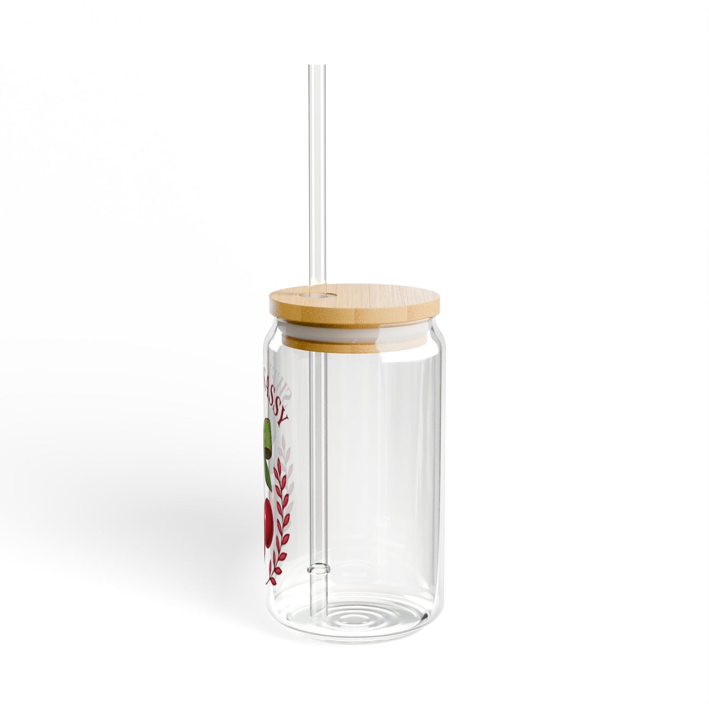 Sweet & Sassy Sipper Glass, 16oz - Perfect Glass for Smoothies, Refreshing Drinks, Summer Parties, Gifts, Cherry Design