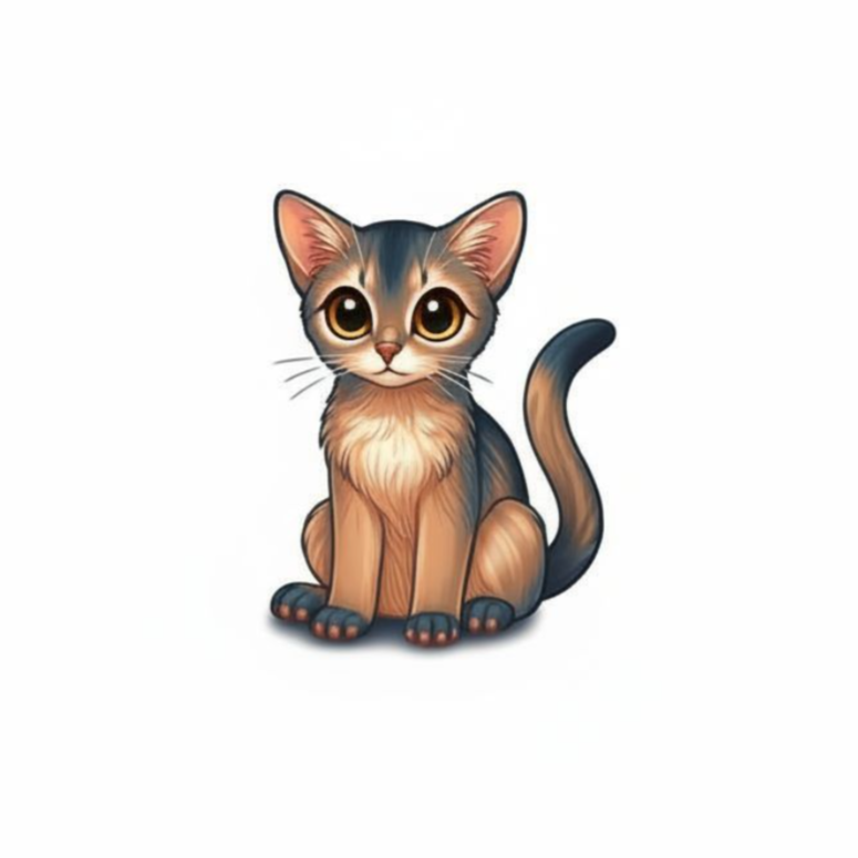 Abyssinian Cat Sticker, Cute Cartoon Cat Decal, Vinyl Cat Sticker Waterproof, Abyssinian Gift Idea, Laptop Sticker, Planner Decor
