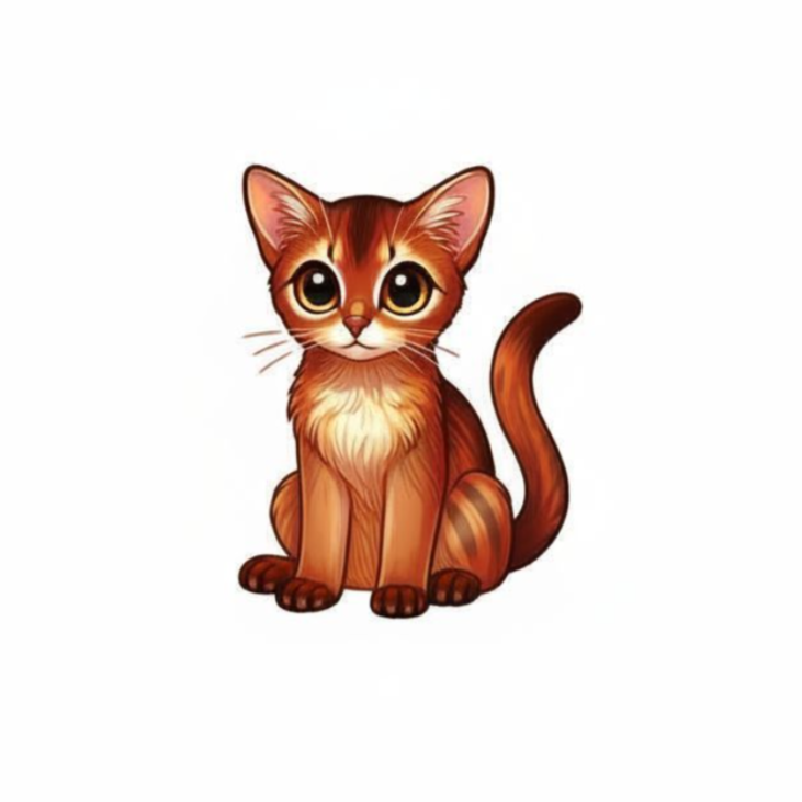 Abyssinian Cat Sticker, Cute Cartoon Cat Decal, Vinyl Cat Sticker Waterproof, Abyssinian Gift Idea, Laptop Sticker, Planner Decor