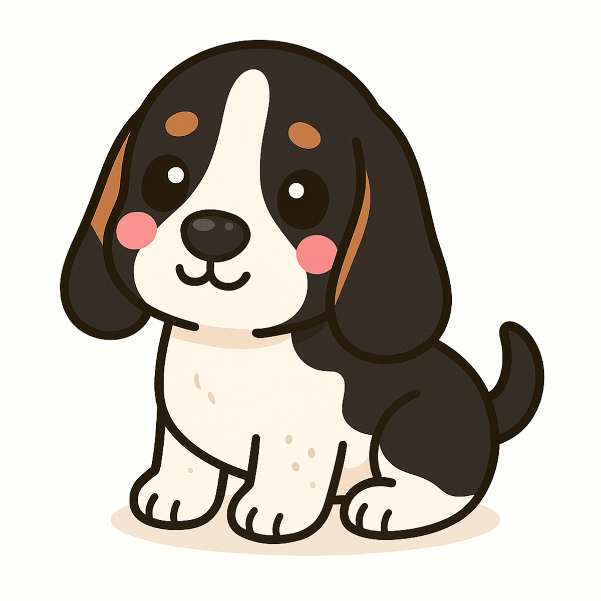 Basset Hound Kawaii Vinyl Sticker – 3" Waterproof Dog Decal | Black & Tan, Black & White, Lemon & White, Mahogany & More
