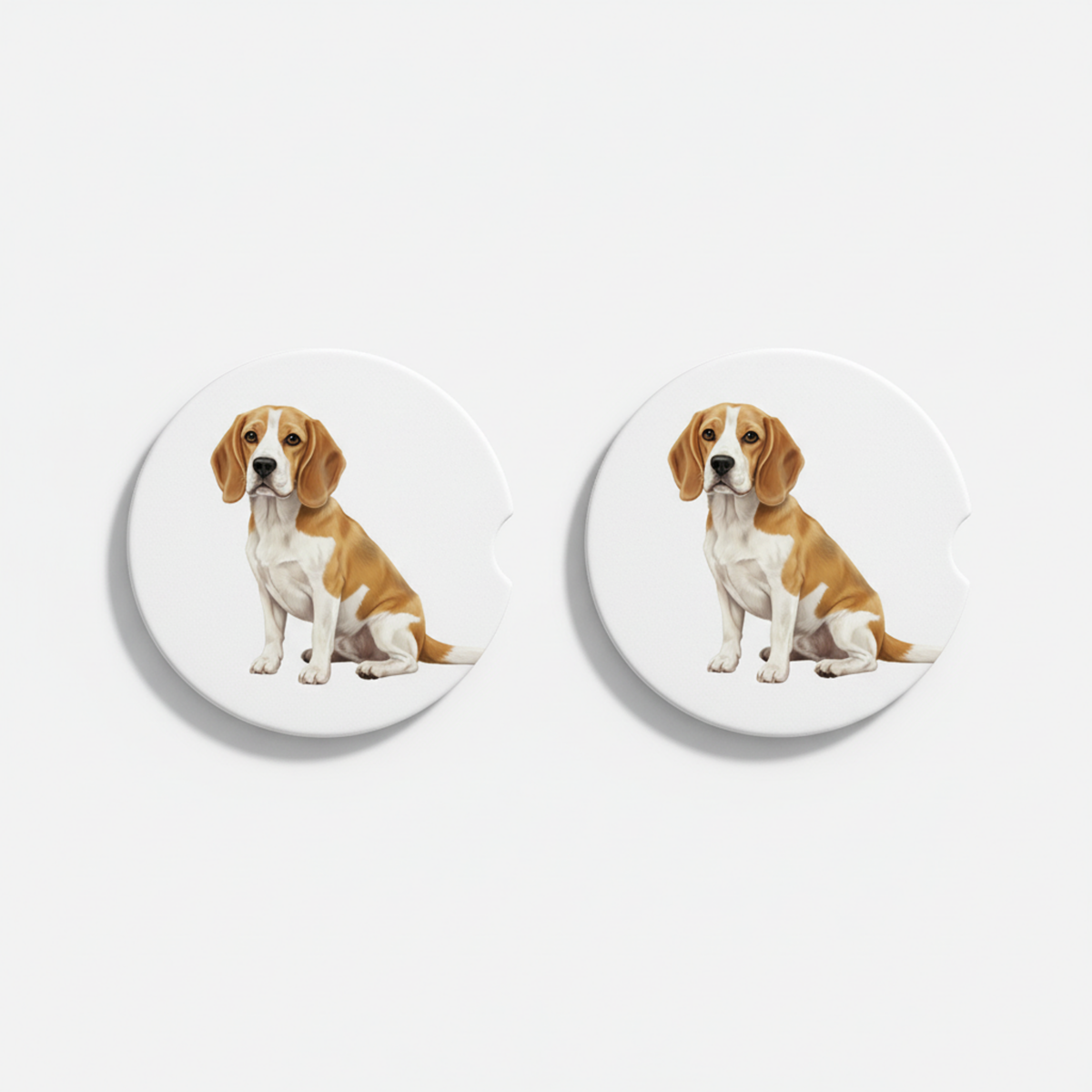 Beagle Watercolor Style – Ceramic Car Coasters
