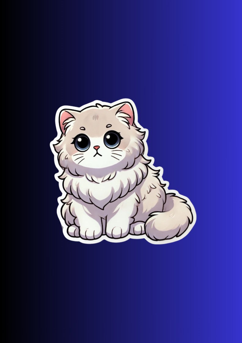 British Longhair Cat Magnet – 3" Cute Fluffy Die-Cut Fridge Magnet – Kawaii Plush Cat Art – Cat Lover Gift