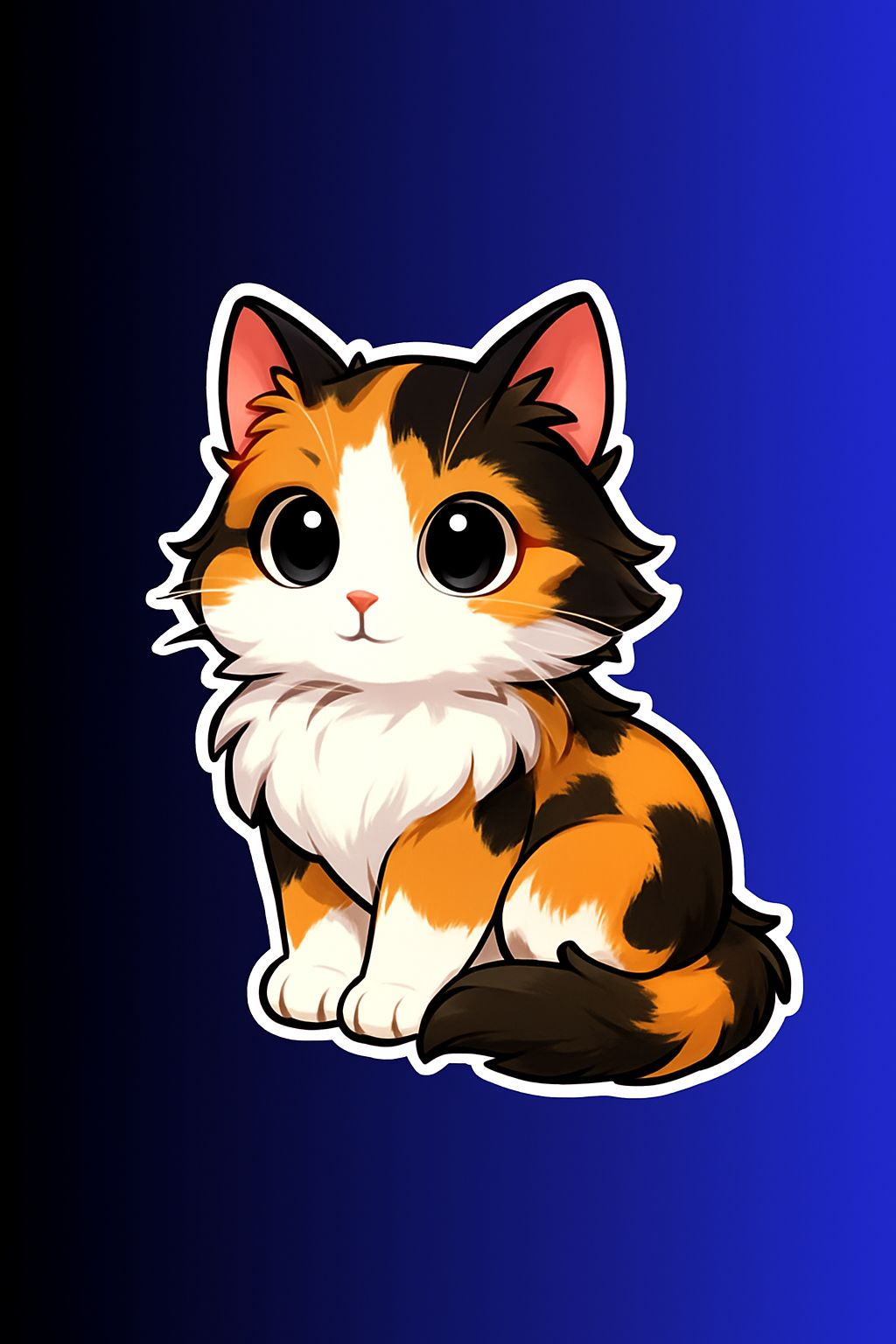 Calico Cat Magnet – 3" Cute Kawaii Die-Cut Magnet – Tricolor Kitty Art for Fridge, Locker, Office – Cat Lover Gift