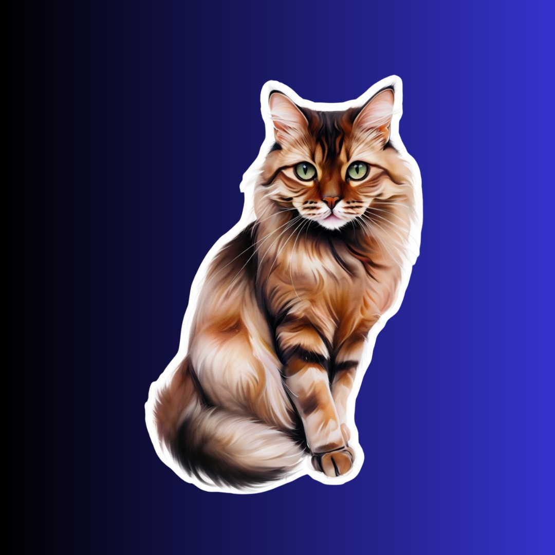 Chausie Cat Sticker, Exotic Cat Breed Vinyl Decal, Water-resistant Sticker for Laptop, Water Bottle, Planner, Pet Lover Gift
