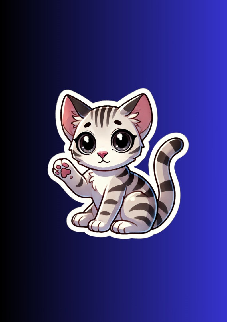 Egyptian Mau Cat Magnet – 3" Die-Cut Kawaii Silver Tabby Magnet – Cute Fridge Magnet for Cat Lovers – Exotic Spotted Kitty Decor