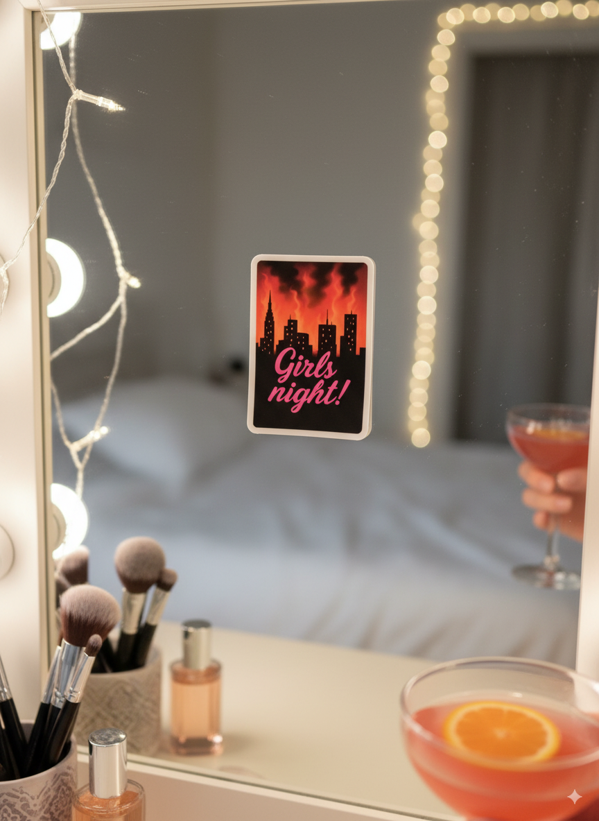 Girls Night! Vinyl Sticker – 3" Party-Themed City Skyline Die-Cut Sticker
