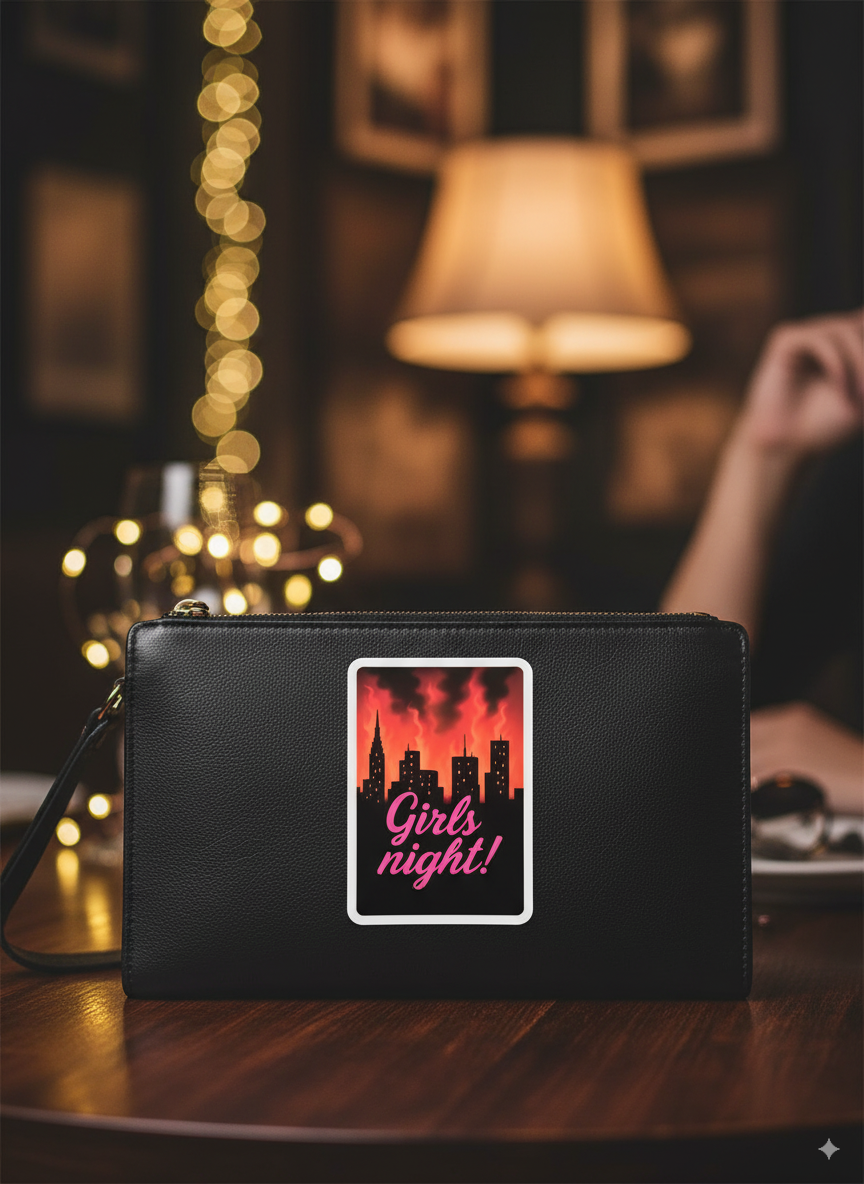 Girls Night! Vinyl Sticker – 3" Party-Themed City Skyline Die-Cut Sticker