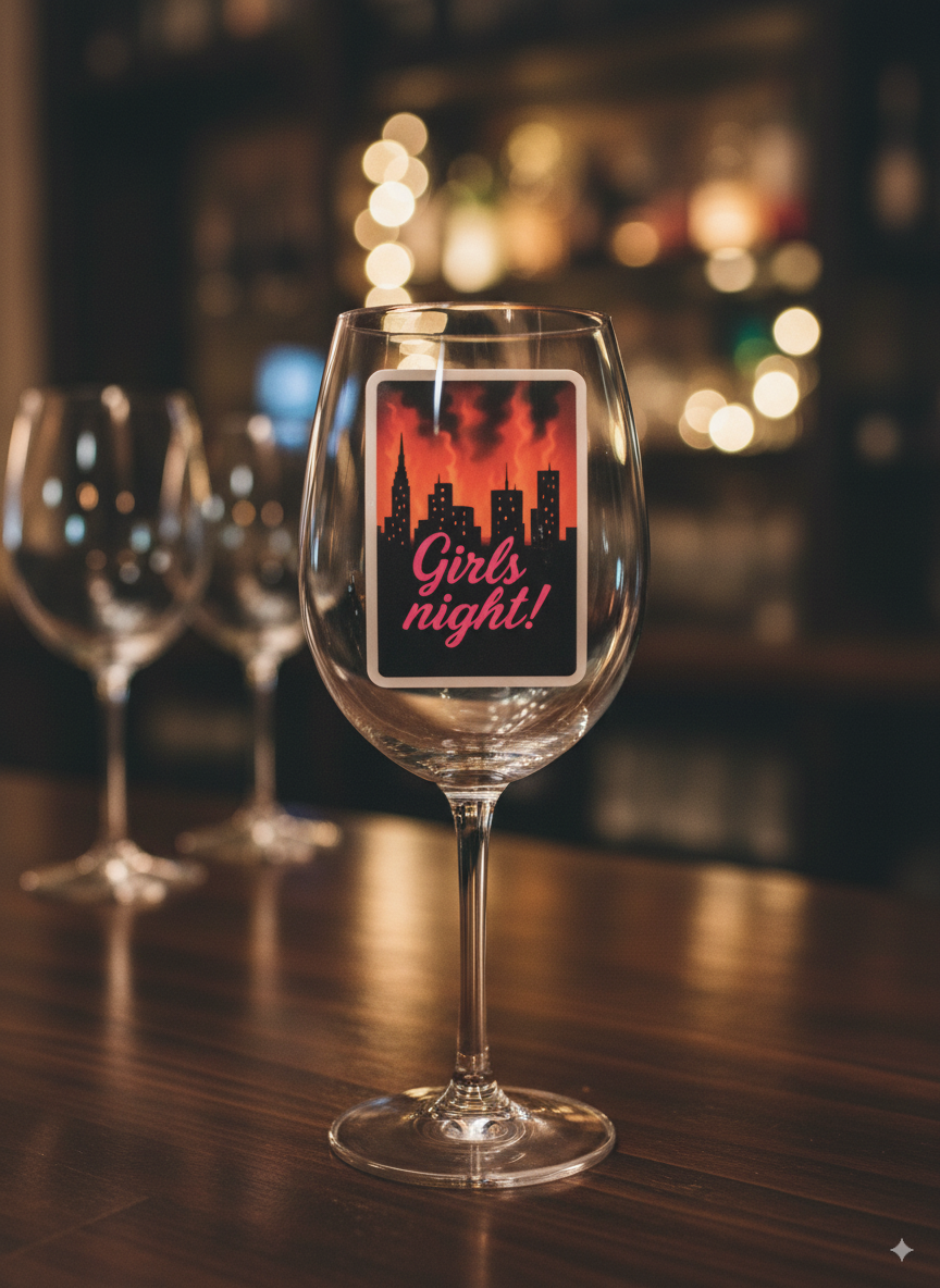 Girls Night! Vinyl Sticker – 3" Party-Themed City Skyline Die-Cut Sticker