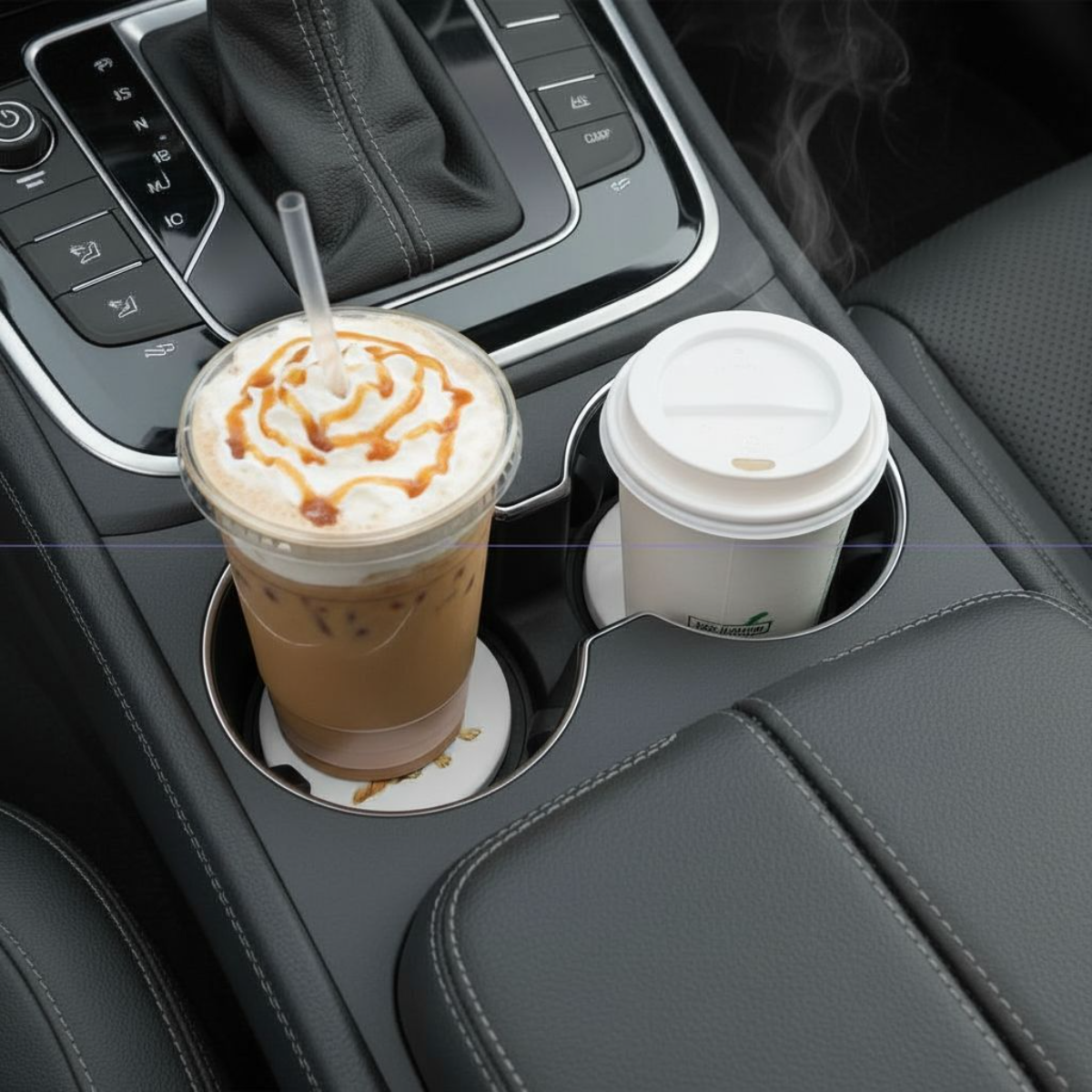 Dark Golden Retriever Car Coaster Set – Watercolor Style Dog Ceramic Cup Holder Coasters (Set of 2)
