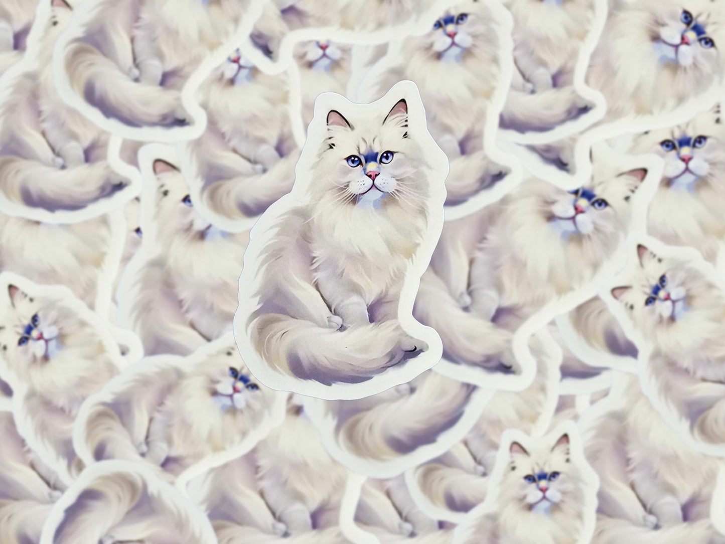 Himalayan Cat Sticker, Fluffy Cat Vinyl Decal, Water-resistant Cat Lover Gift, Laptop Water Bottle Decor, Pet Breed Art Sticker