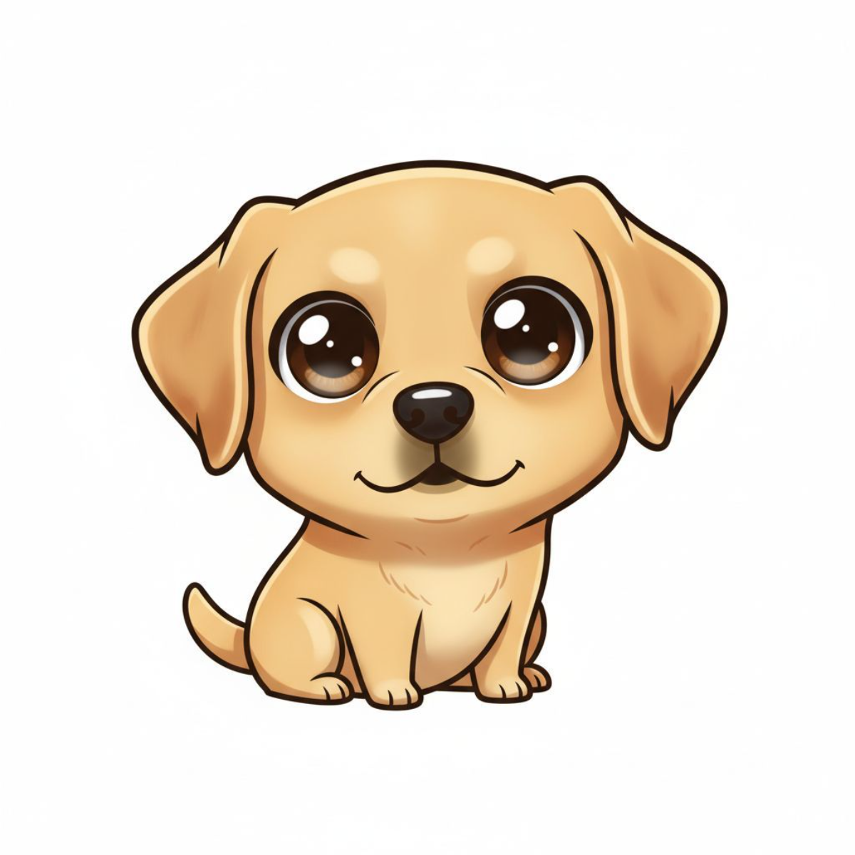 Yellow Kawaii Labrador Retriever sticker – adorable dog design with glossy eyes