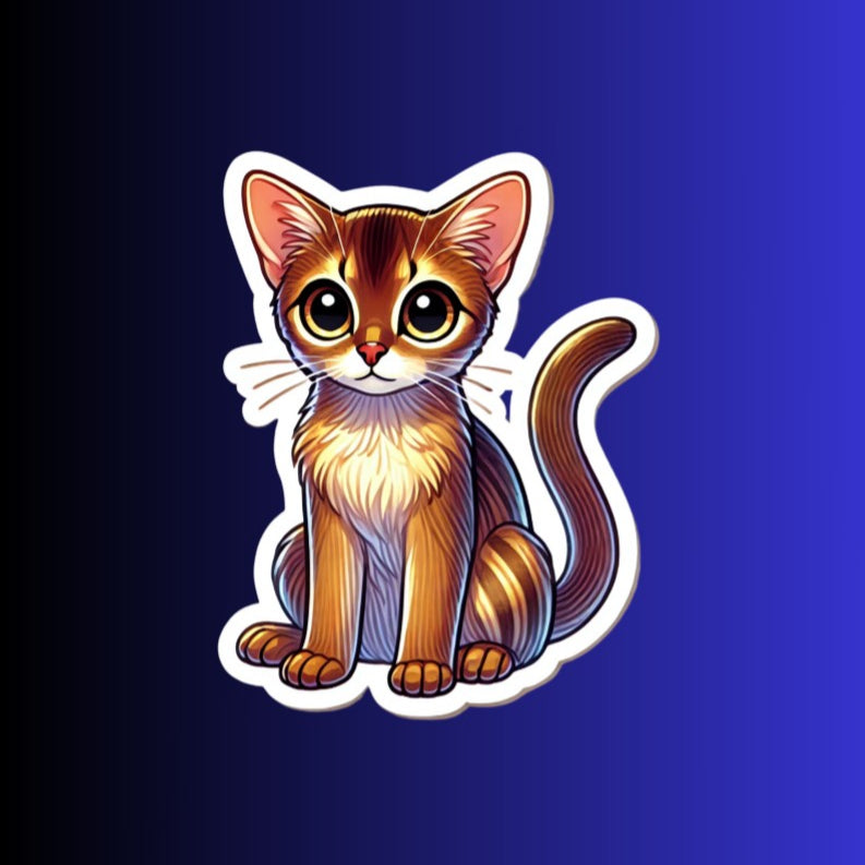 Kawaii Animal Sticker, Cute Cat Vinyl Sticker, Holographic Kitty Decal, Laptop and Water Bottle Decor