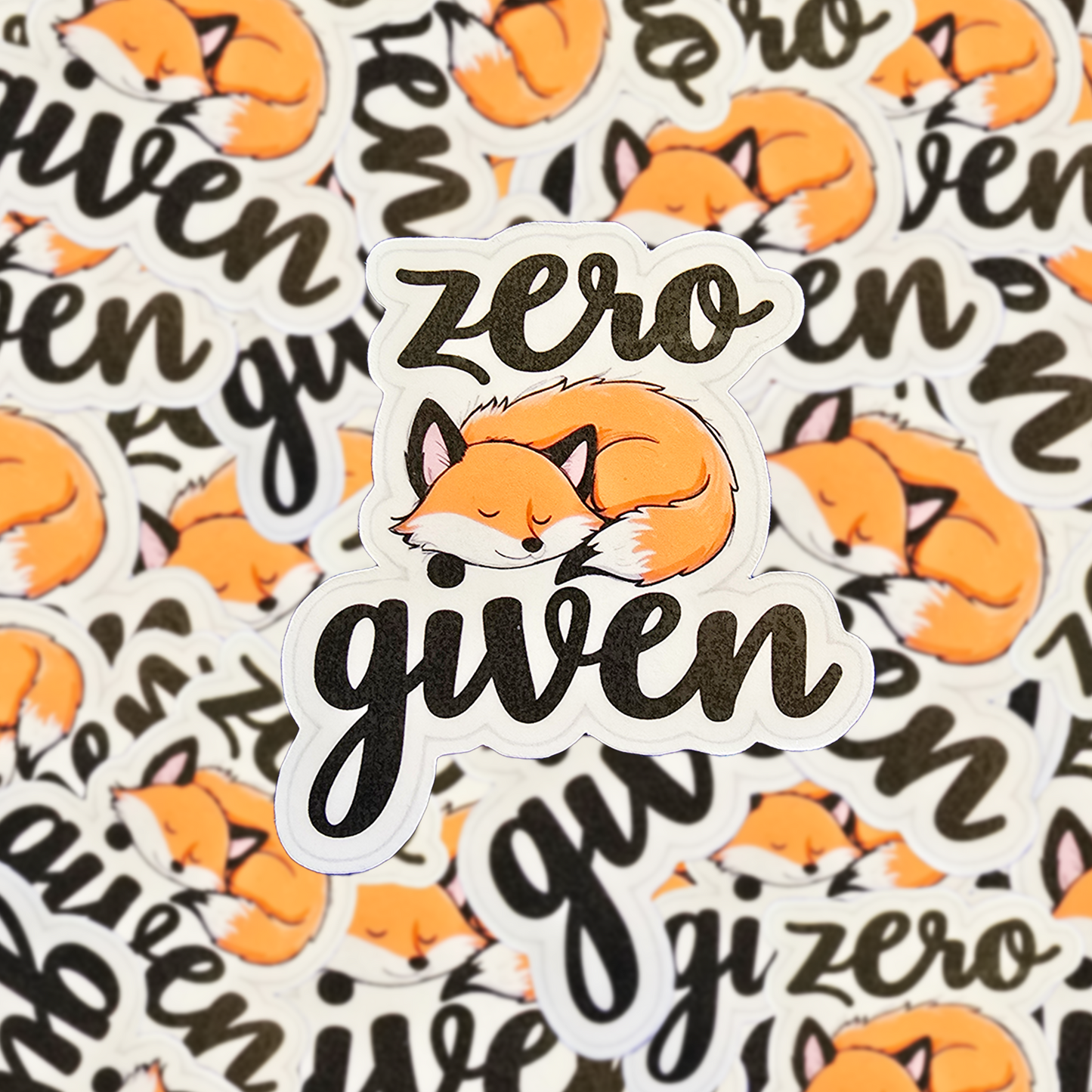 Zero Fox Given Sticker, Funny Animal Vinyl Sticker, Sarcastic Mood Decal, Cute Fox Aesthetic for Laptops and Water Bottles - Designs by Mysh
