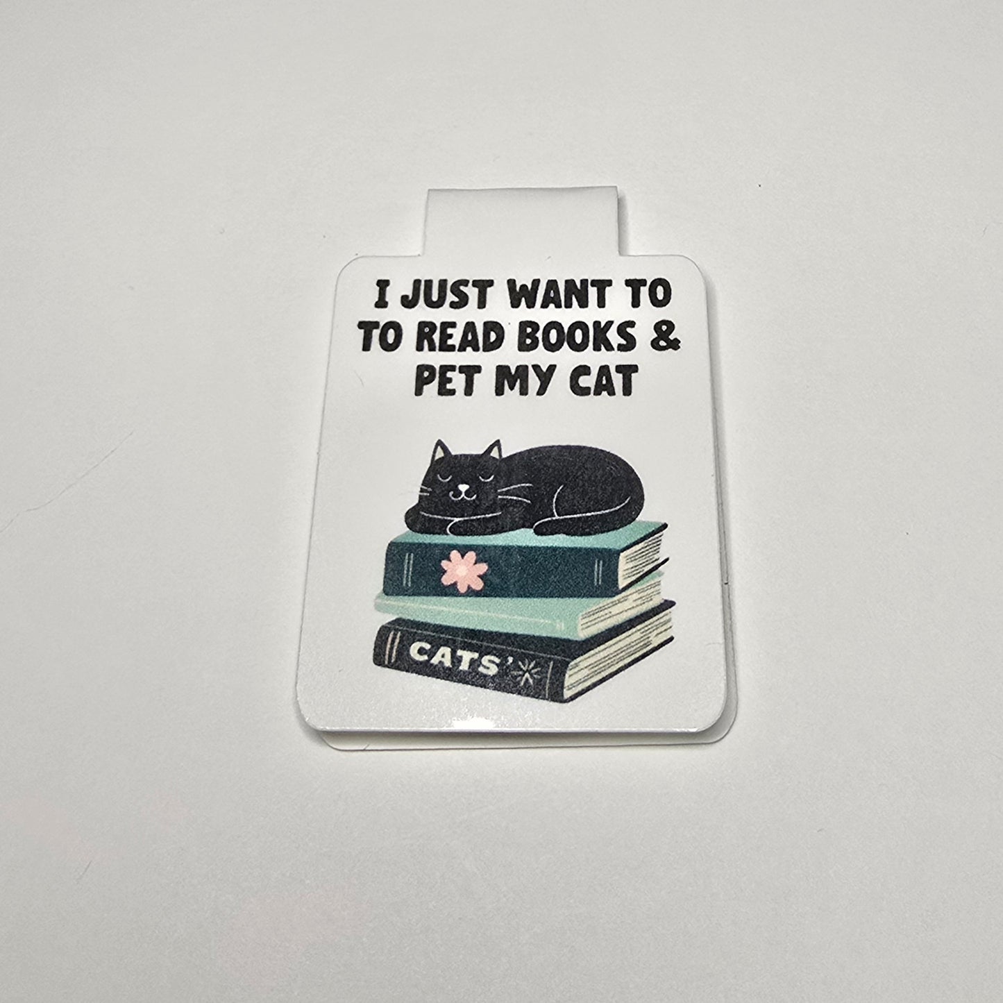 Cat Lover Bookmark, Funny Bookish Gift, Read Books & Pet My Cat, Cute Black Cat Design
