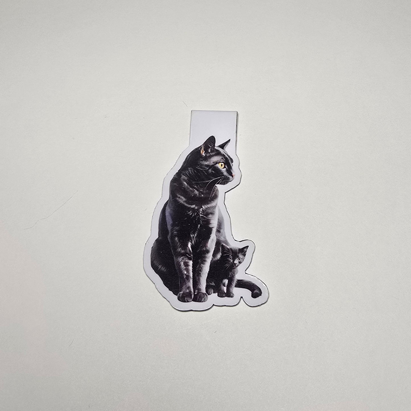 Black Cat and Kitten Magnetic Bookmark, Cat Mom Page Marker, Handmade Gift for Readers, Pet Lover Bookmark