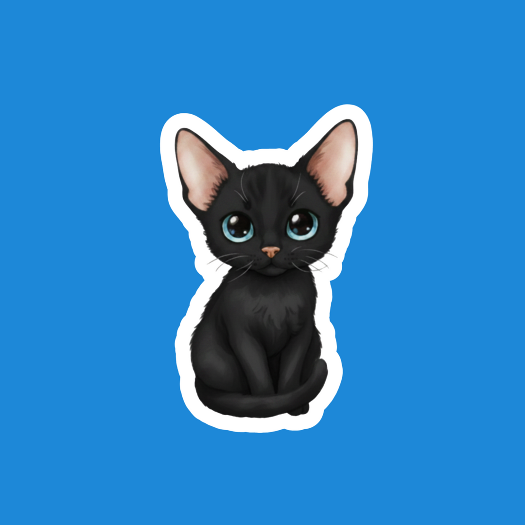 Devon Rex Black Kawaii - Designs by Mysh
