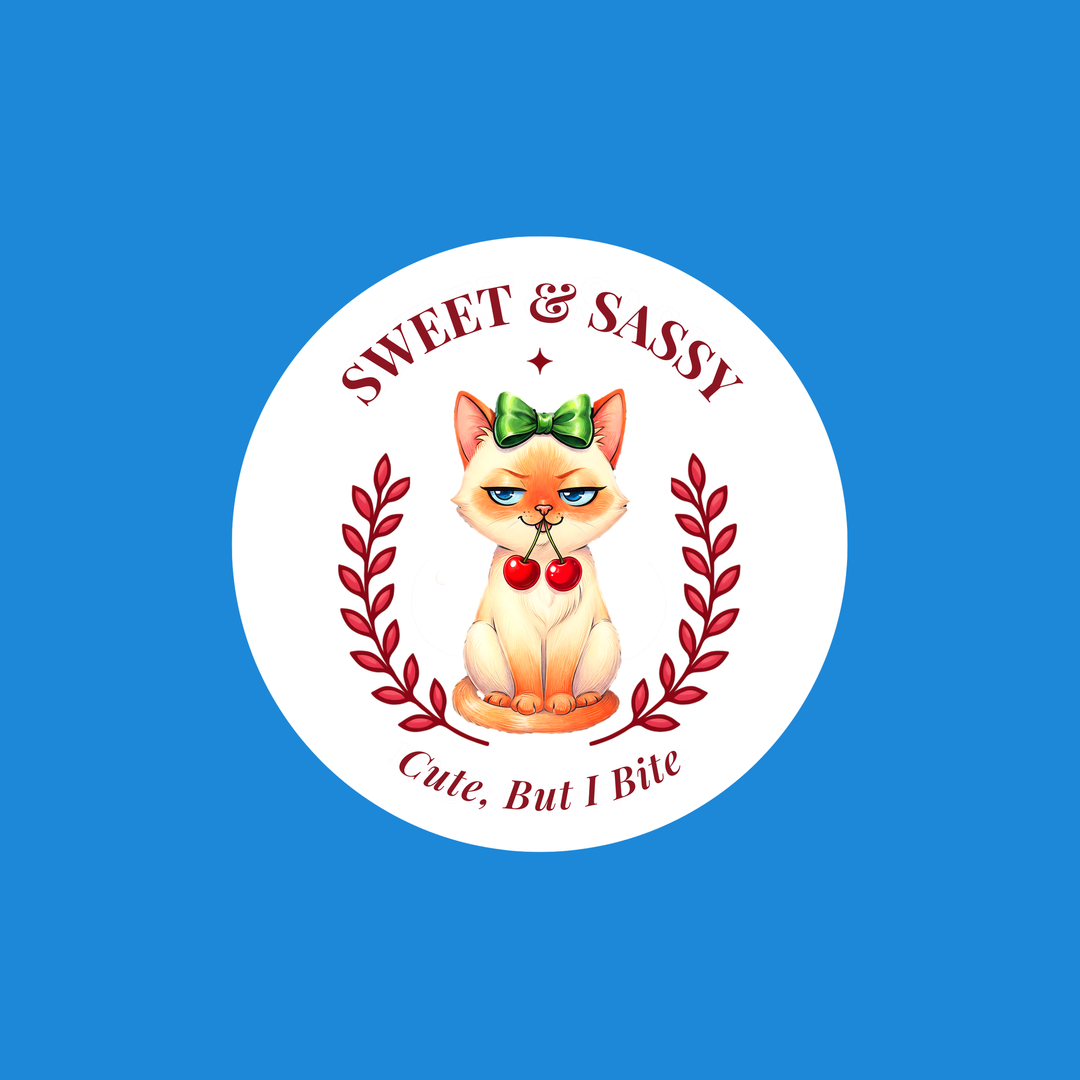 Sweet and Sassy Siamese Flame Point kawaii sticker - Humorous collection - Designs by Mysh