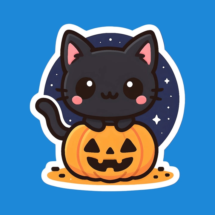 Black Cat in Pumpkin kawaii flexible fridge magnet – Designs by Mysh