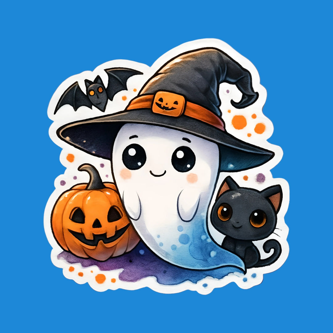Witch Ghost with Black Cat kawaii flexible fridge magnet – Designs by Mysh