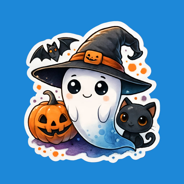 Witch Ghost with Black Cat kawaii flexible fridge magnet – Designs by Mysh
