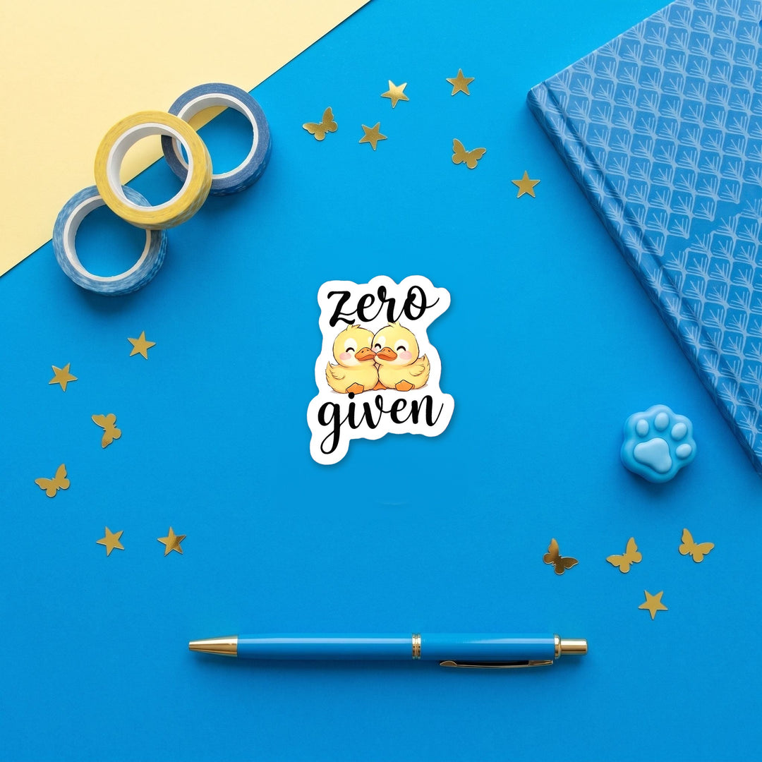 Zero Ducks Given kawaii 3 inch fridge magnet flat lay with blue stationery
