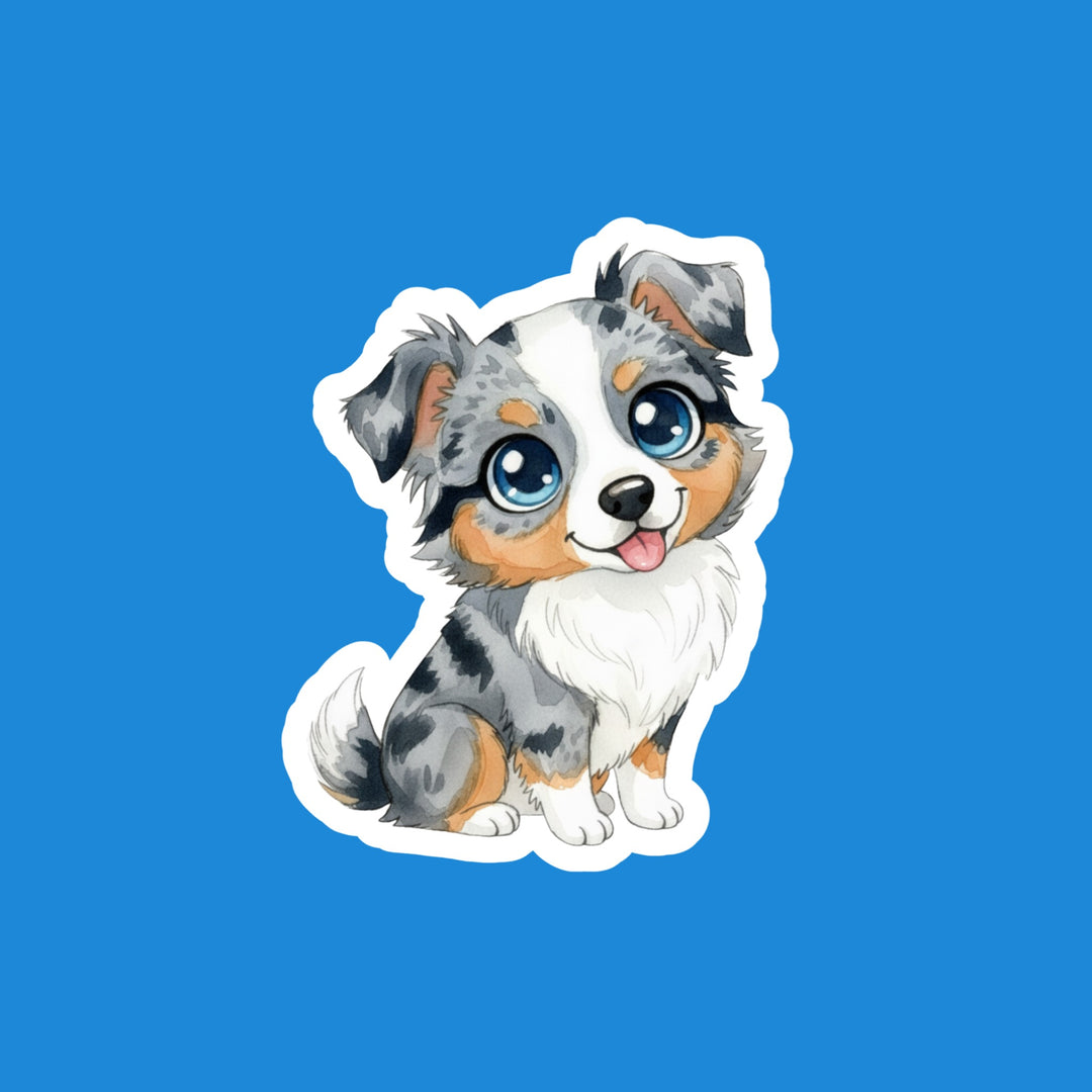 Australian Shepherd Grey Blue Merle kawaii flexible fridge magnet – Designs by Mysh