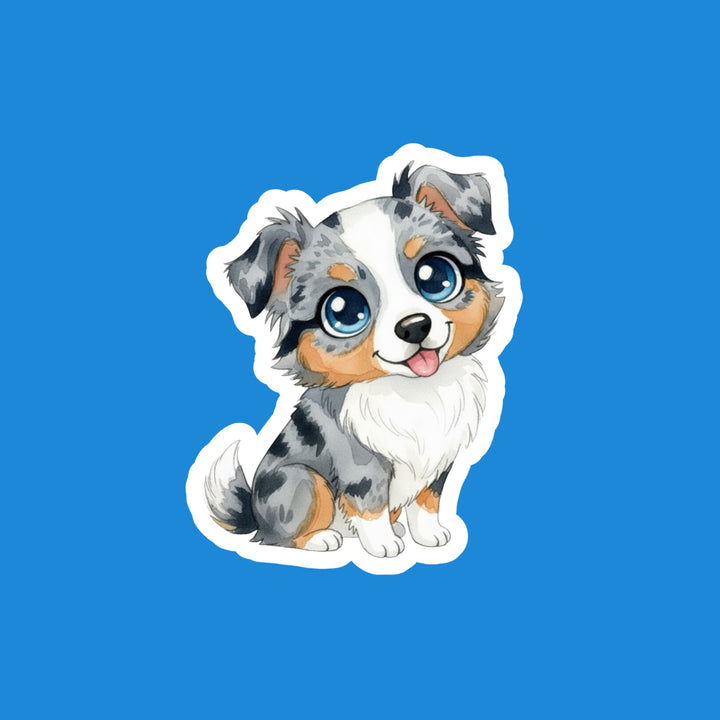 Australian Shepherd Grey Blue Merle kawaii flexible fridge magnet – Designs by Mysh