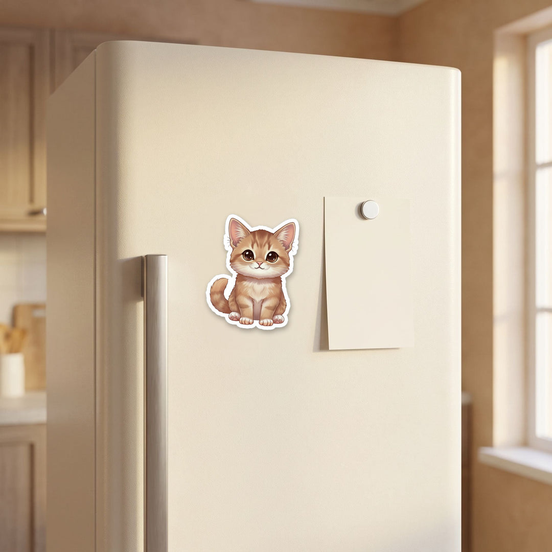 Somali Cat Fawn kawaii magnet on a refrigerator door