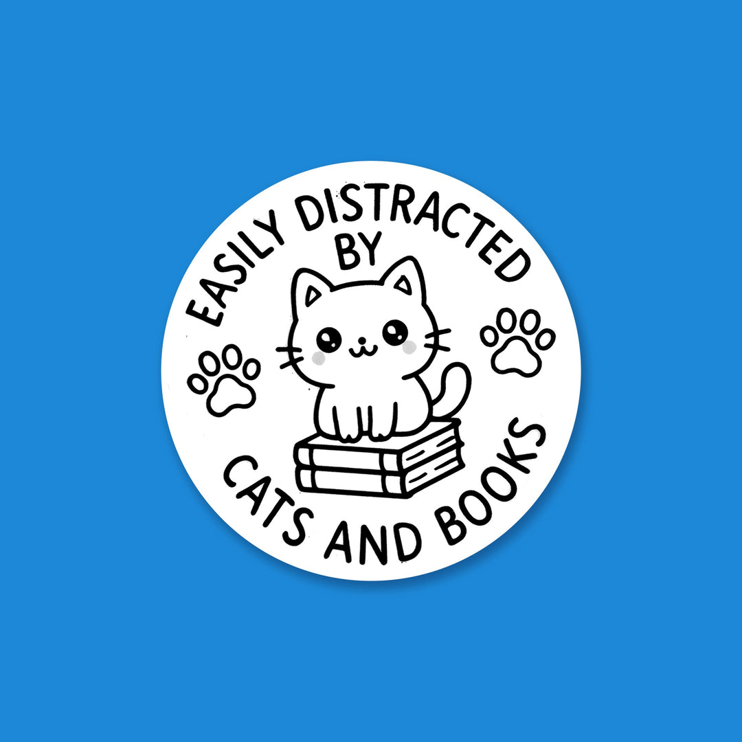 Easily Distracted by Cats and Books flexible fridge magnet – Designs by Mysh
